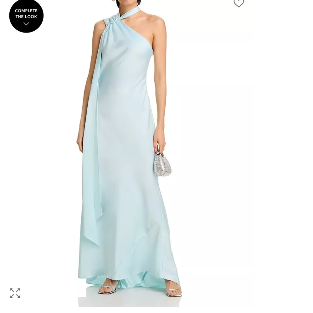 Aqua One-Shoulder Scarf Blue Maxi Dress
